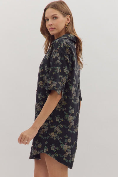the Jenny Floral Denim Dress