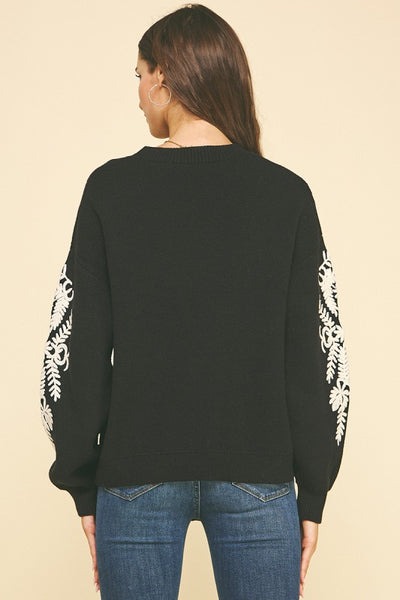 the Reagan Floral Sleeve Sweater
