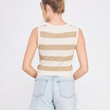The Jenna Tan Stripe Sleeveless Top