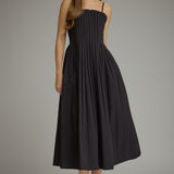 The Elliot Pleated Solid Midi Dress