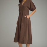 The Sofia Solid Midi Dress