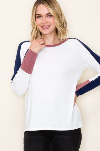 the Ruthy White Color Block Top