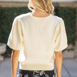 The Lara Cream Puff Sleeve Knit Top