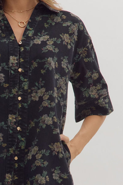 the Jenny Floral Denim Dress