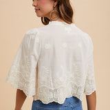 The Hendrix Cream Eyelet Tie Front Blouse