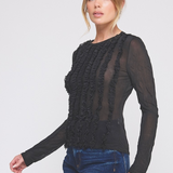 The Neave Ruffle Front Sheer Long Sleeve Top