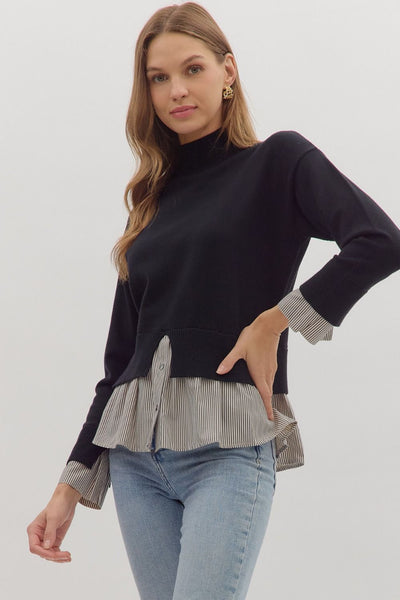The Jeanne - Black Layered Sweater