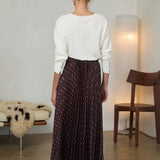 The Leigh Brown Polka Dot Pleated Skirt
