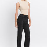High Rise Loose Fit Black Denim - Flying Monkey Jeans - B4