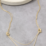 Double Strand Knotted Ring Station Layer Necklace