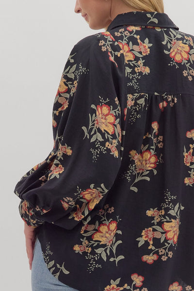 the Berkley - Black Floral Blouse
