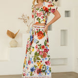 The Audra Top Floral Border Print