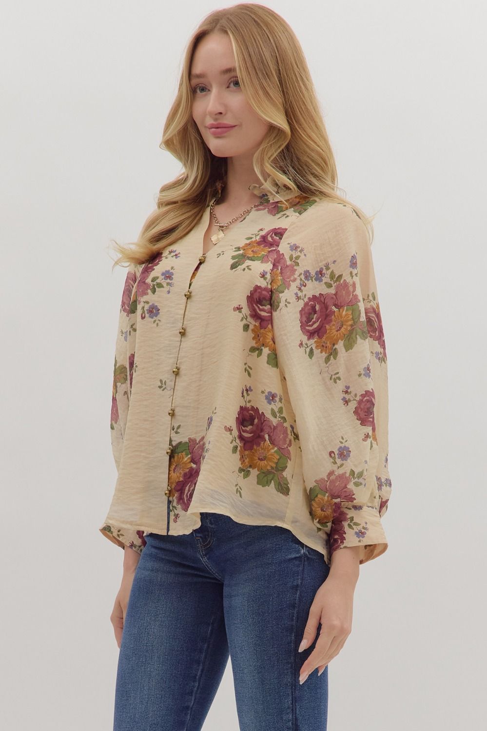 The Willow - Ecru Floral Top