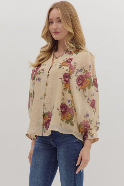 The Willow - Ecru Floral Top