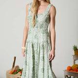 The Fable Green Tile Midi Dress