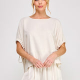 The Olivia Side Tie Linen Blend Top
