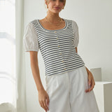 The Chrissy Stripe Puff Sleeve Top
