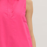 The Bronte Hot Pink Sleeveless Eyelet Hem Dress
