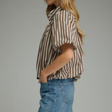 The Marcy Brown Stripe Bubble Hem Top