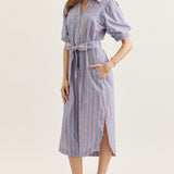 The Cora Chambray Stripe Midi Dress