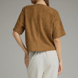 The Colby Horse Bit Faux Suede Top