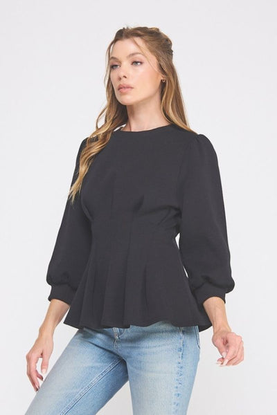 the Allison Black Peplum Top