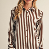 the Daisy Satin Striped Button Top