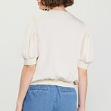 The Julien Satin Bubble Sleeve Top