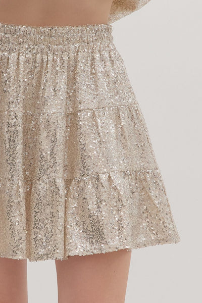 the Lexi Champagne Sequin Skirt
