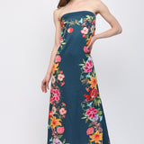 The Alicia Floral Strapless Maxi Dress