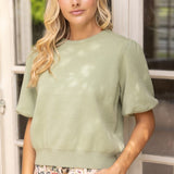 The Lara Sage Puff Sleeve Knit Top