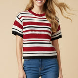 The Liberty Striped Crochet Knit Top