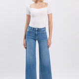 Slim Wide High Rise Crop Super Soft Vervet Jeans - C1