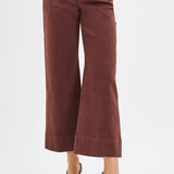 Brown Tummy Control High Rise Wide Denim - Risen Jeans - C4