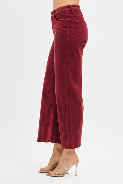 Wine High Rise Corduroy Crop Pants