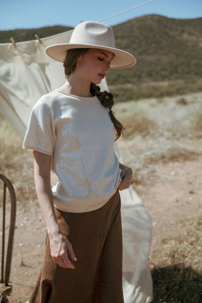 the Madeline Cream Sequin Top