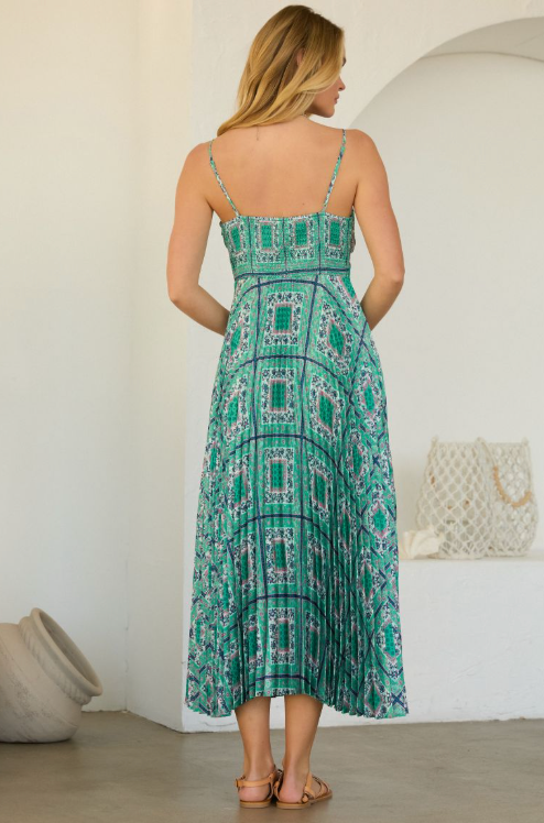 The Mila Pleated Green Dress | Elegant, Easy Occasion Style Pennybird The Mila Pleated Green Dress | Elegant, Easy Occasion Style Pennybird