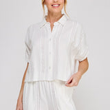 The Miranda Lace Trim Button Down Top