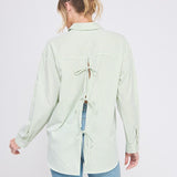 The Jalene Tie Back Green Stripe Top