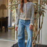 Lettuce Trim Black Stripe Cardigan