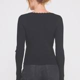 The Celeste Lace Trimmed Long Sleeve Top