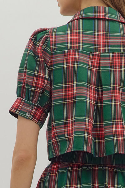 the Greta - Top Green Plaid