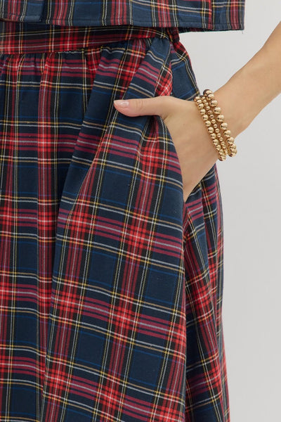 the Greta - Navy Plaid Skirt
