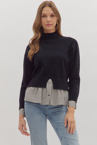 The Jeanne - Black Layered Sweater