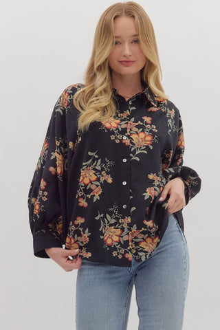 the Berkley - Black Floral Blouse