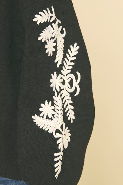 the Reagan Floral Sleeve Sweater