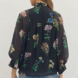 The Maggie - Black Floral Blouse