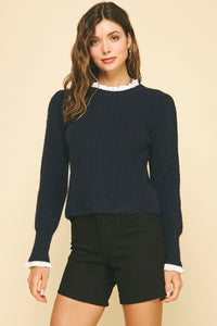 the Aurora Ruffle Trim Sweater