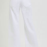 Tummy Control White Mid Rise Ankle Straight Raw Hem - Risen Jeans