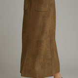 The Cleo Faux Suede Midi Skirt